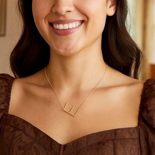 14K Yellow Gold Yours Truly Large Initial E Necklace - alternate view 4