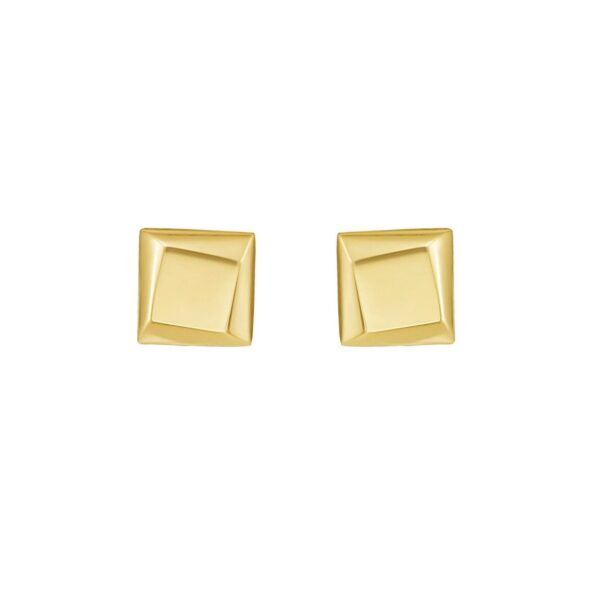 14K Yellow Gold Flat Back Square Earrings - alternate view 3