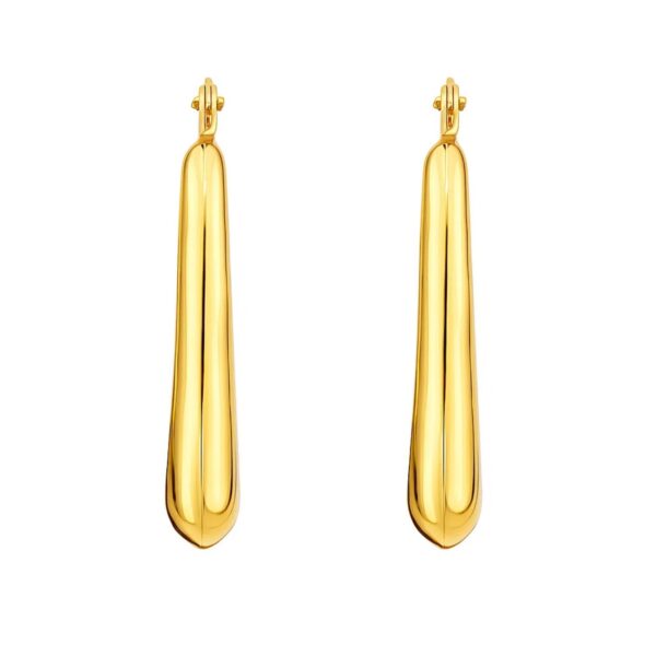 14K Yellow Gold Graduated Oval Hoop Earrings - alternate view 5