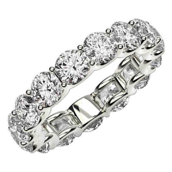 Round Cut Lab Grown Diamond Eternity Ring in 14k White Gold (5 cttw FG/VS2) - F-G