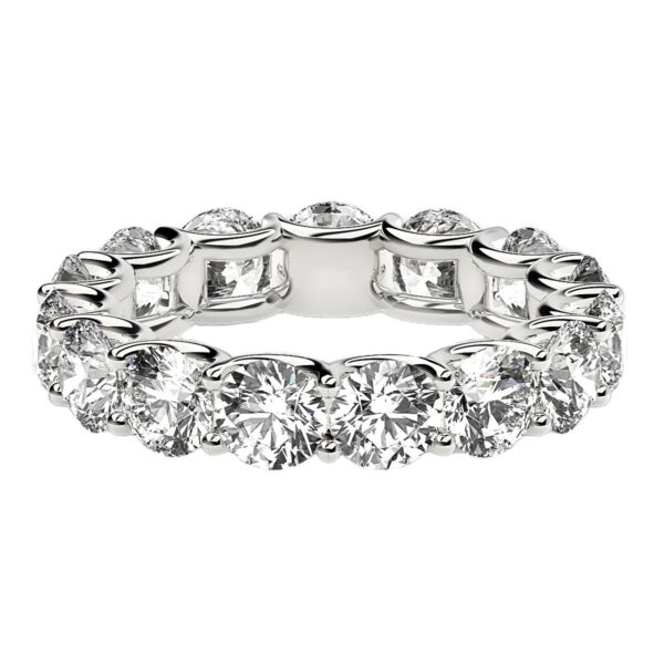 Round Cut Lab Grown Diamond Eternity Ring in 14k White Gold (5 cttw FG/VS2) - F-G - alternate view 2