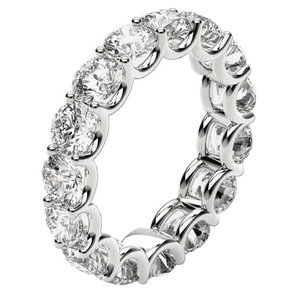 Round Cut Lab Grown Diamond Eternity Ring in 14k White Gold (5 cttw FG/VS2) - F-G - alternate view 4