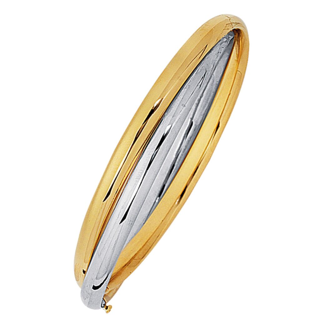 14K Two Tone Gold Interlocked Bangle - Two-Tone Gold