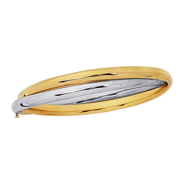 14K Two Tone Gold Interlocked Bangle - Two-Tone Gold - alternate view 2