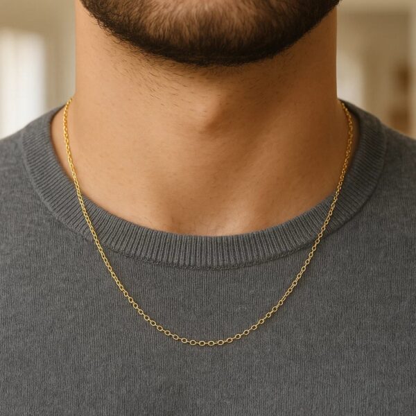 14k Yellow Gold Round Cable Link Chain (1.1 mm) - alternate view 5