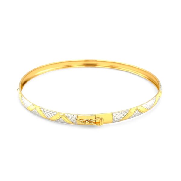 10k Two-Tone Gold Textured Zigzag Style Bangle (6.00 mm) - alternate view 2