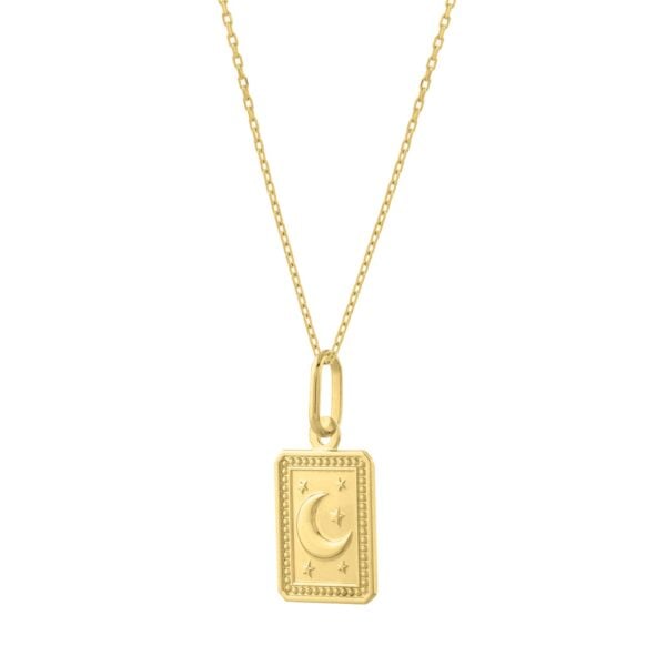 Moon and Stars Necklace in 14K Yellow Gold