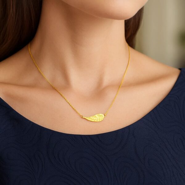 14K Yellow Gold Angel Wing Necklace - alternate view 2