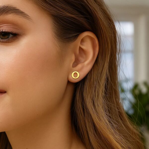 14K Yellow Gold Yours Truly Initial O Stud Earrings - alternate view 2