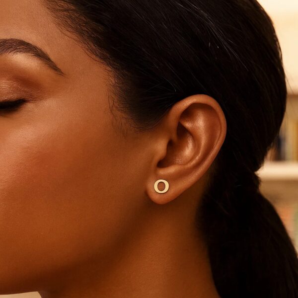 14K Yellow Gold Yours Truly Initial O Stud Earrings - alternate view 3