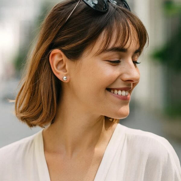 Sterling Silver Ball Stud Earrings (8.00 mm) - alternate view 2