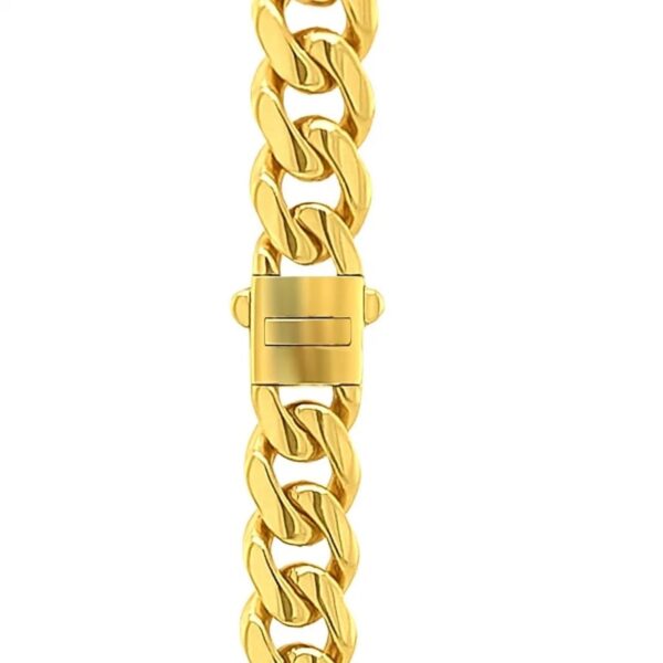 14k Yellow Gold Polished Miami Cuban Chain Necklace - alternate view 4