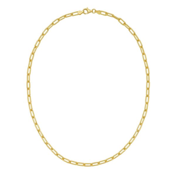 Sterling Silver Yellow Gold Plated Round Link Paperclip Chain (5.20 mm) - alternate view 2
