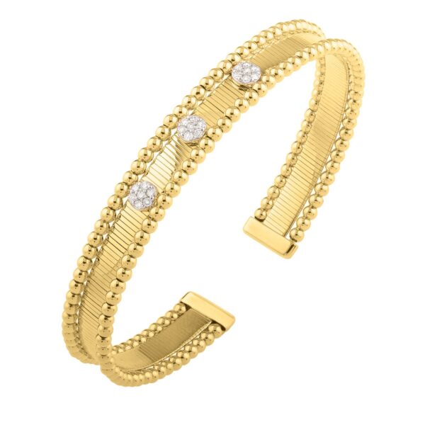 Two Toned Pallina Cuff Bangle in 14K Gold (9.00 mm) - Yellow Gold