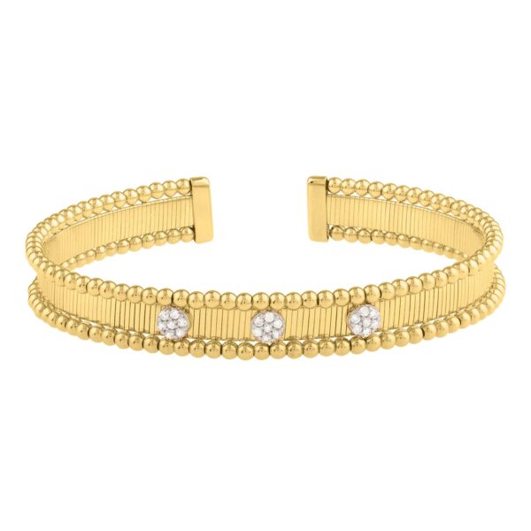 Two Toned Pallina Cuff Bangle in 14K Gold (9.00 mm) - Yellow Gold - alternate view 2