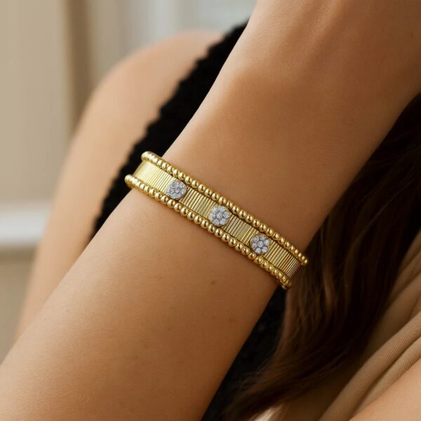 Two Toned Pallina Cuff Bangle in 14K Gold (9.00 mm) - Yellow Gold - alternate view 3