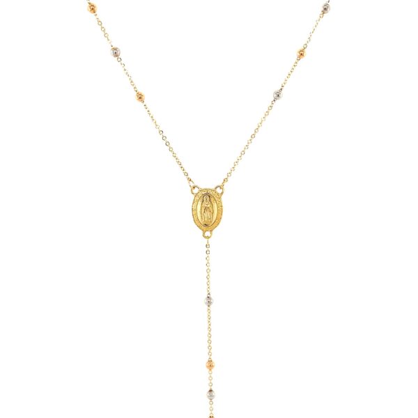 14k Tri Color Gold Lariat Rosary Necklace - Tri-Color Gold - alternate view 2