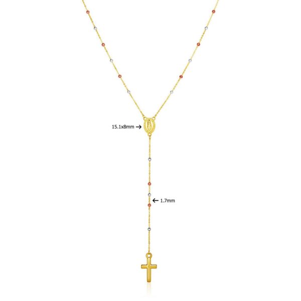 14k Tri Color Gold Lariat Rosary Necklace - Tri-Color Gold - alternate view 3