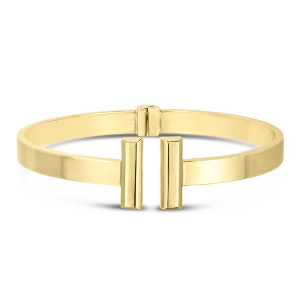 14k Yellow Gold High Polish Bar Cuff Bangle (6.00 mm) - alternate view 2