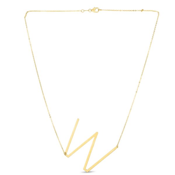 14K Yellow Gold Yours Truly Large Initial W Necklace - alternate view 2