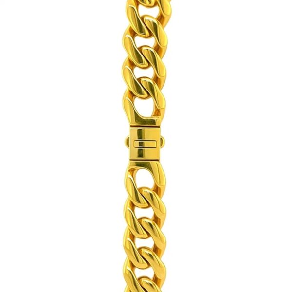 14k Yellow Gold Polished Miami Cuban Chain Necklace - alternate view 3