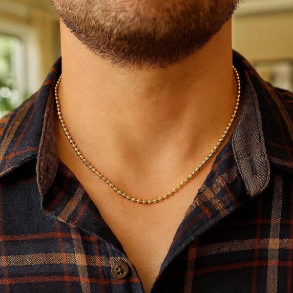 Moon Cut Bead Chain in 14k Yellow Gold (3.00 mm) - alternate view 5