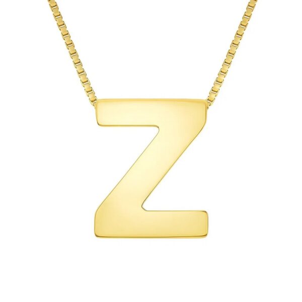 14K Yellow Gold Yours Truly Block Letter Initial Z Necklace - alternate view 2