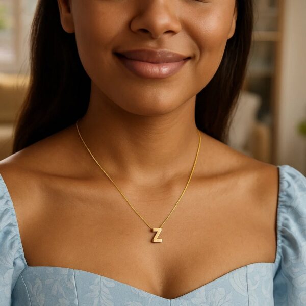 14K Yellow Gold Yours Truly Block Letter Initial Z Necklace - alternate view 3