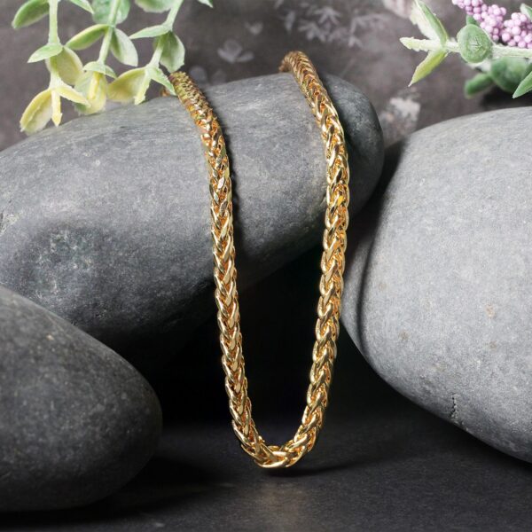 4.1mm 14k Yellow Gold Diamond Cut Round Franco Chain - alternate view 4