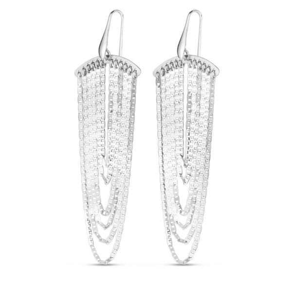Sterling Silver Multi Strand Chain Drop Chandelier Earrings - alternate view 2