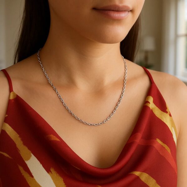 14k White Gold French Cable Link Chain (2.50 mm) - alternate view 3