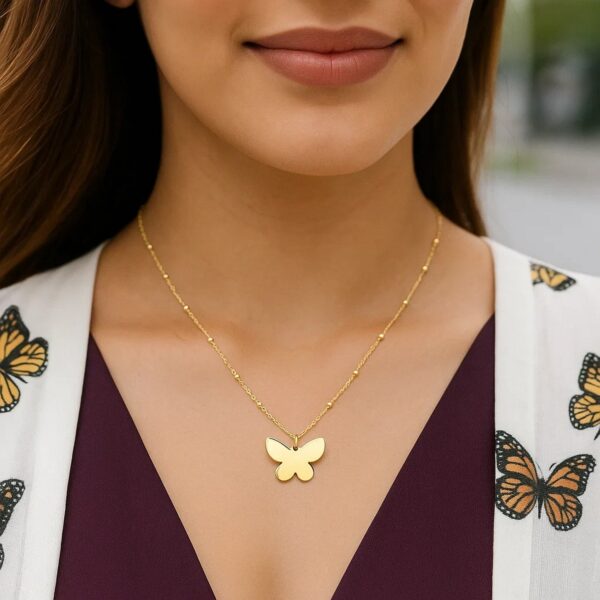 14k Yellow Gold Papillon Butterfly Necklace - alternate view 5