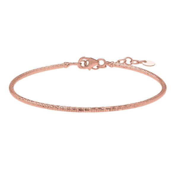 14K Rose Gold Diamond Cut Stack Bangle Bracelet (1.80 mm) - alternate view 2