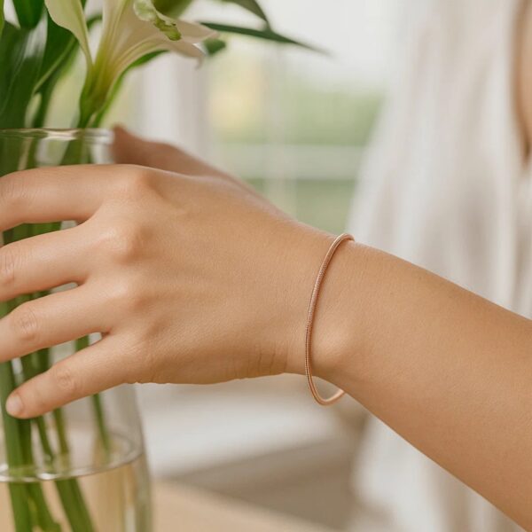 14K Rose Gold Diamond Cut Stack Bangle Bracelet (1.80 mm) - alternate view 3