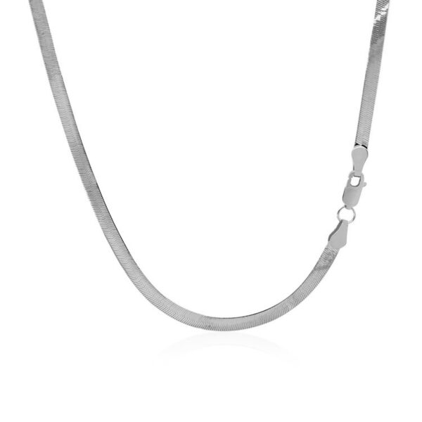 Sterling Silver Rhodium Plated Herringbone Chain (3.30 mm) - alternate view 2