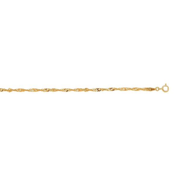 10k Yellow Gold Singapore Anklet 2.2mm - alternate view 2