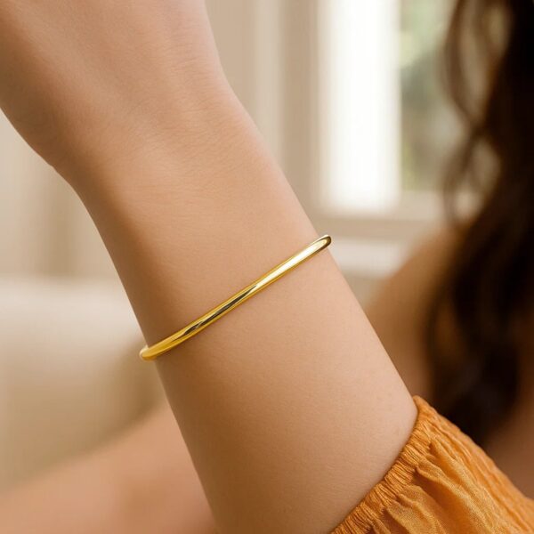 10k Yellow Gold Dome Style Shiny Bangle (3.30 mm) - alternate view 4