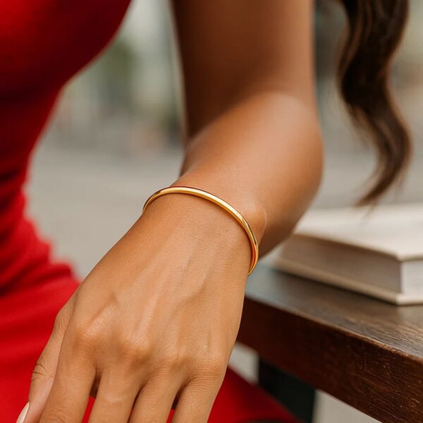10k Yellow Gold Dome Style Shiny Bangle (3.30 mm) - alternate view 5