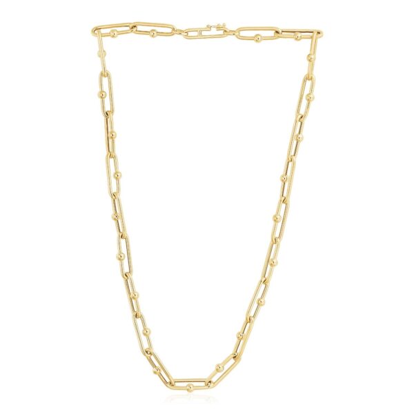 14k Yellow Gold High Polish Elongated Paperclip Jax Link Necklace - alternate view 2