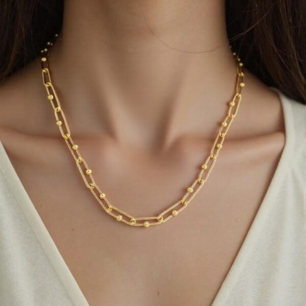 14k Yellow Gold High Polish Elongated Paperclip Jax Link Necklace - alternate view 3