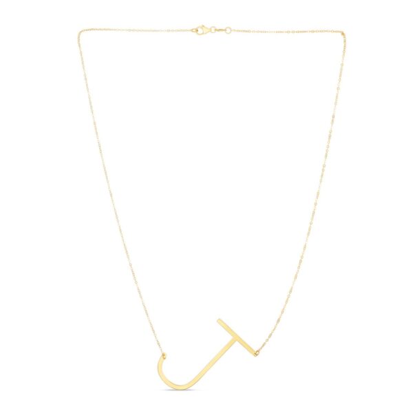 14K Yellow Gold Yours Truly Large Initial J Necklace - alternate view 2