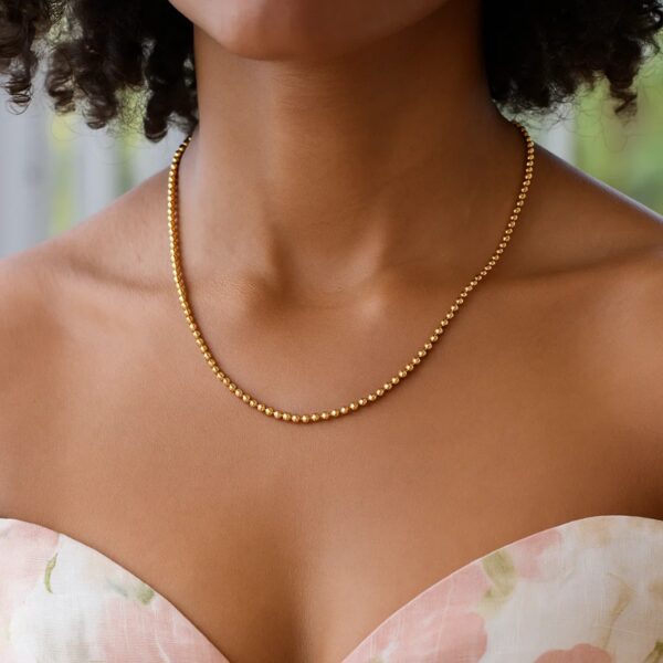14k Yellow Gold Bead Chain (3mm) - alternate view 3