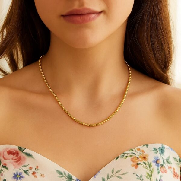 14k Yellow Gold Bead Chain (3mm) - alternate view 4