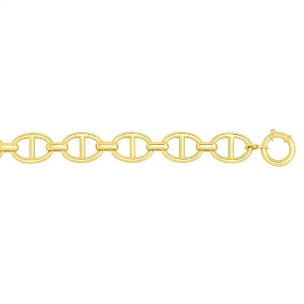 14k Yellow Gold High Polish Oval Mariner Link Necklace (13.8mm) - alternate view 4
