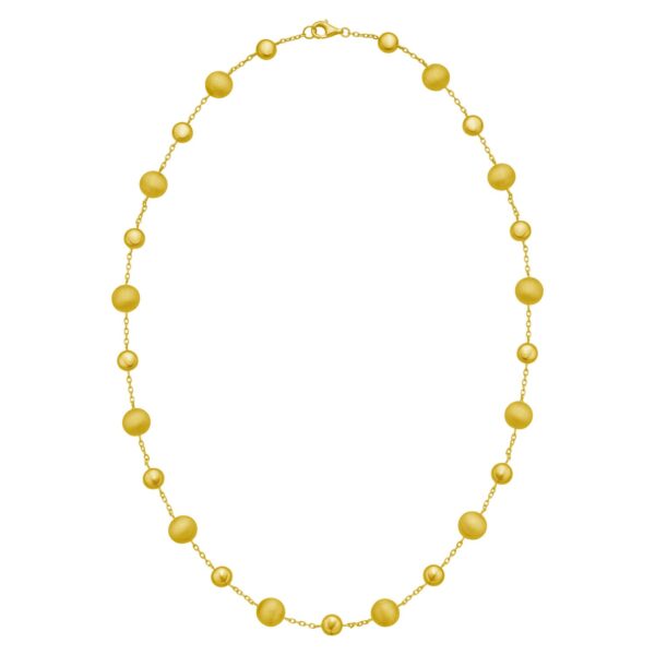 14K Yellow Gold Polished and Satin Pebble Necklace - alternate view 2