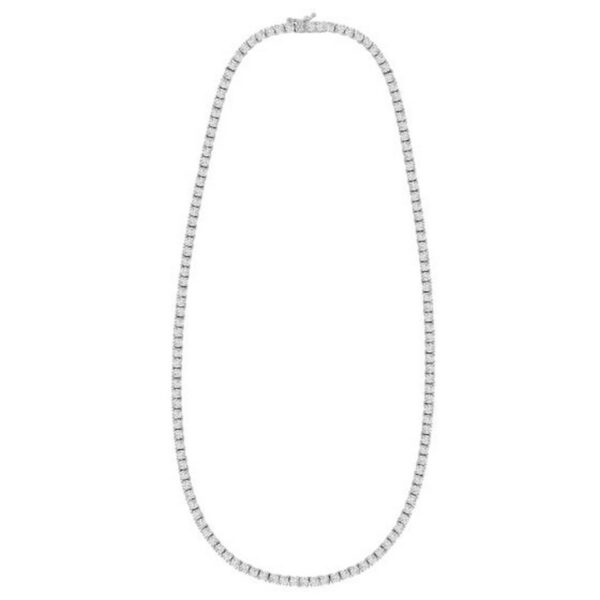 Sterling Silver Rhodium Plated CZ Tennis Necklace - alternate view 2