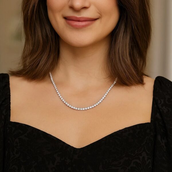 Sterling Silver Rhodium Plated CZ Tennis Necklace - alternate view 5