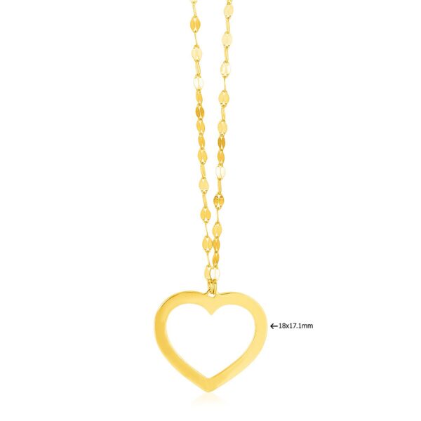14k Yellow Gold Necklace with Reversible Heart Pendant - alternate view 2