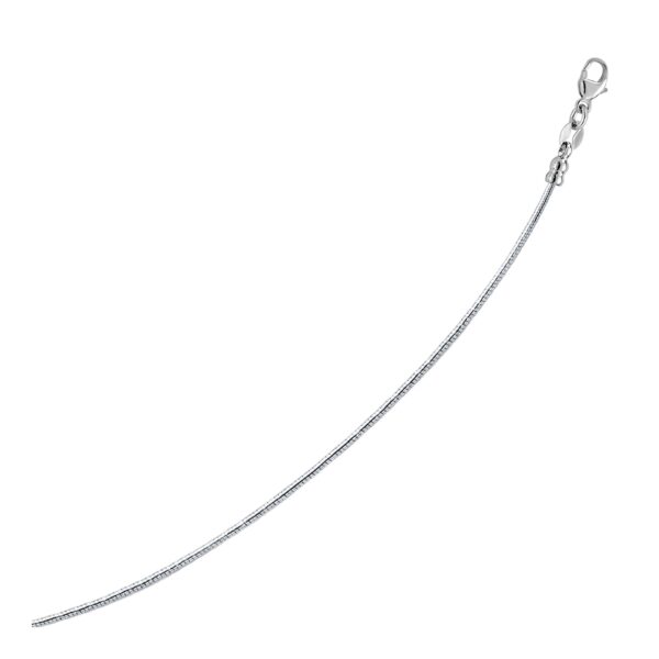 Sterling Silver Round Omega Style Chain Necklace with Rhodium Plating (1.55mm) - alternate view 2