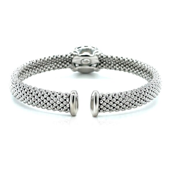 Popcorn Texture Cuff Bangle with Blue Topaz and Diamonds in Sterling Silver - J - alternate view 4